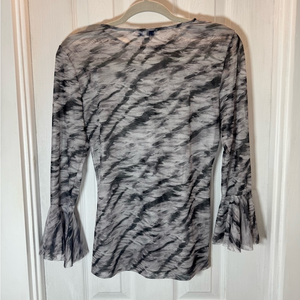 Ala Von Auersperg Assam Print Sheer Mesh Long Sleeve Top Women’s Size Small - Picture 8 of 10